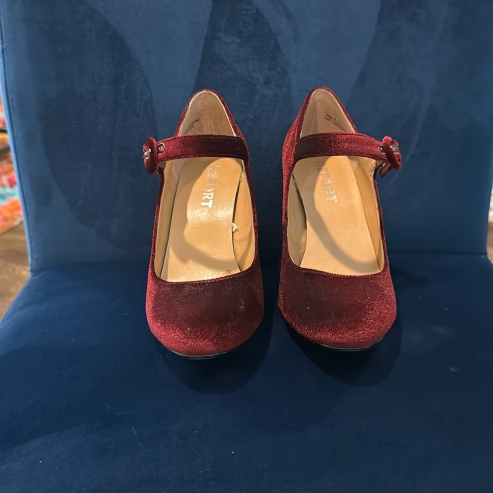 Maroon Velvet Mary Jane Heels